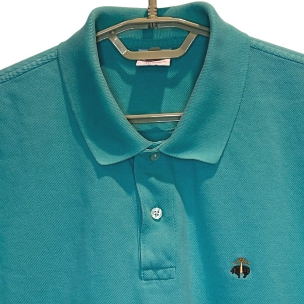 Brooks Brothers Performance Polo Large Mens Teal Green Original Fit Pique Cotton